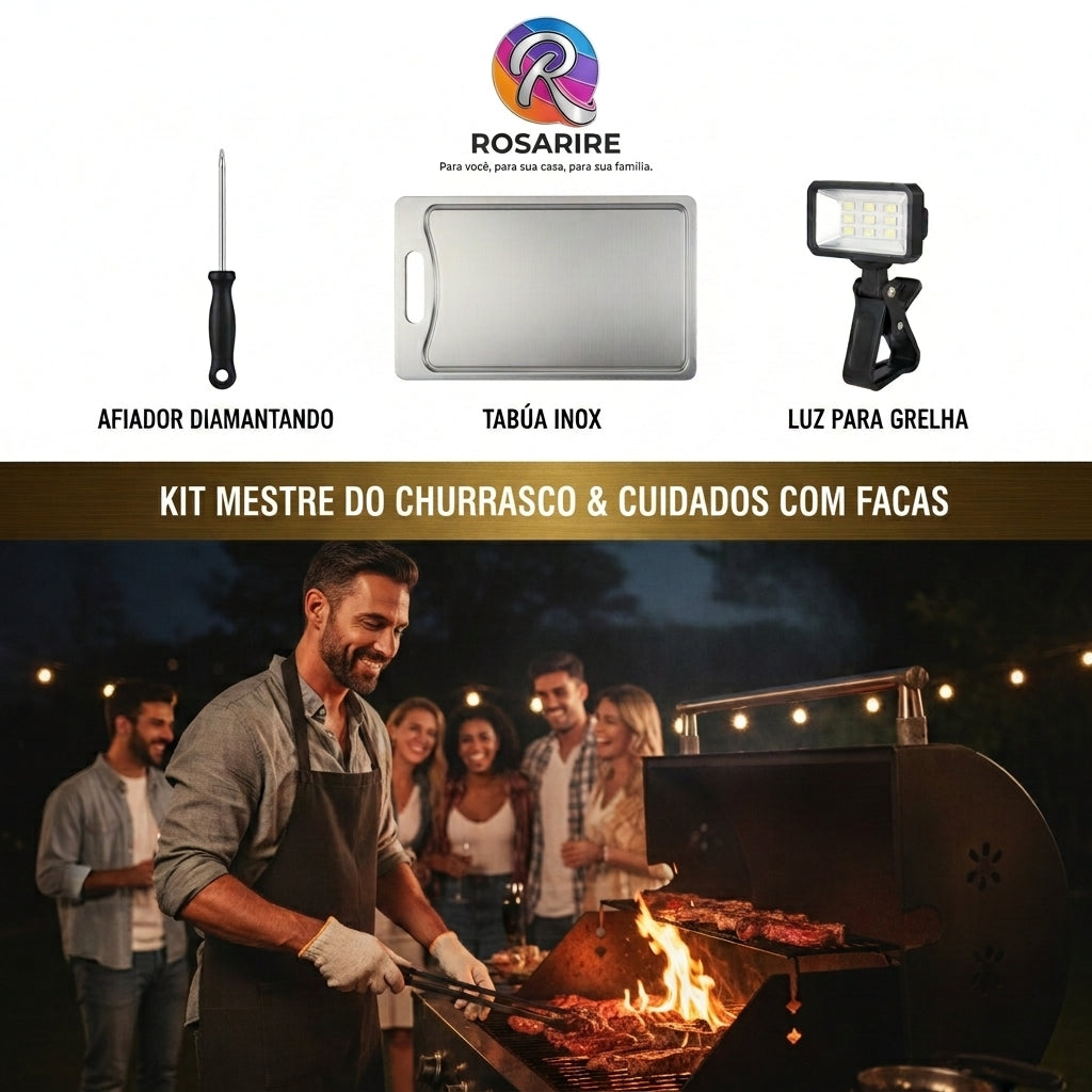 Kit 9 — Mestre do Churrasco & Cuidados com Facas