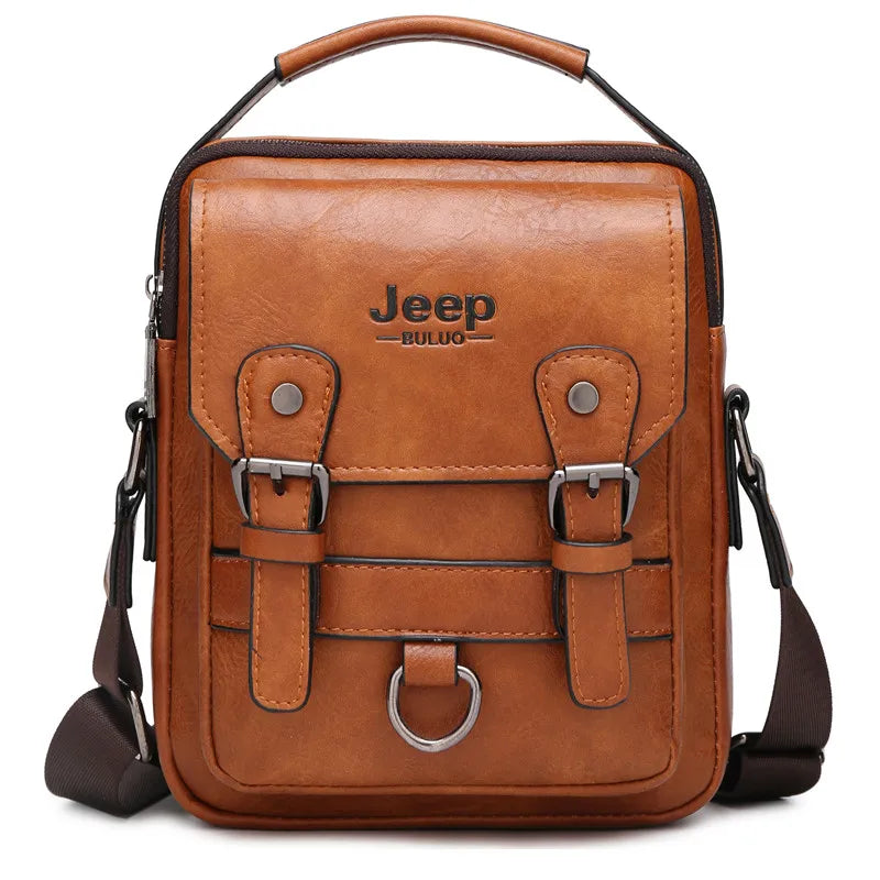 Bolsa Masculina Jeep Buluo Crossbody Elegante — Couro, Grande Capacidade e Estilo Executivo