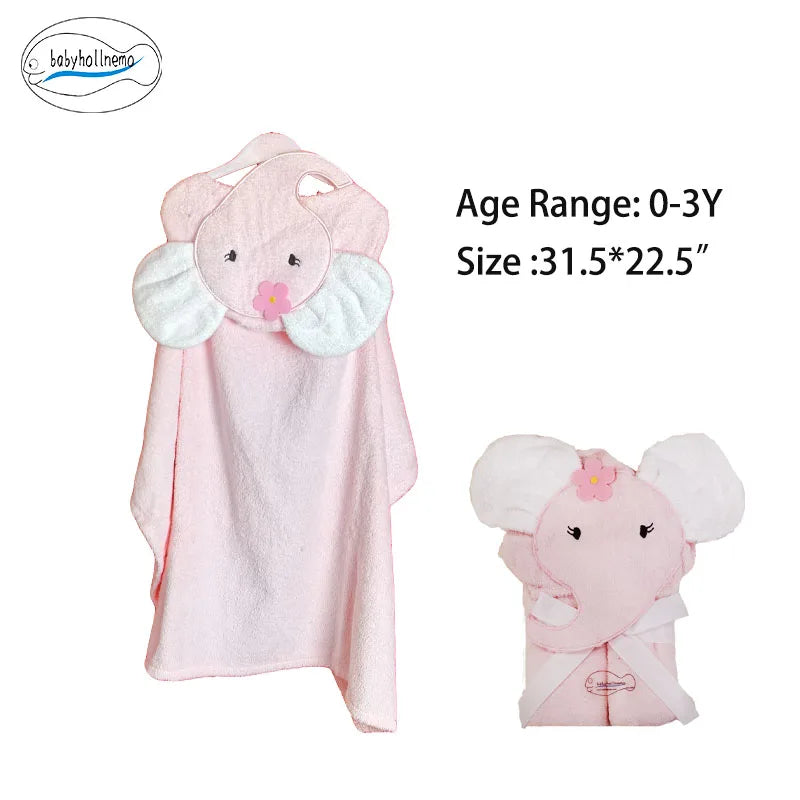 Toalha de Banho para Bebê com Capuz — 100% Algodão Macio, Absorvente e Lavável na Máquina
