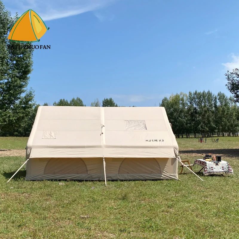Tendas de Ar Personalizadas para Famílias Grandes, Luxuosas para Glamping ao Ar Livre, Tenda de Camping para 4-6 Pessoas, Tenda Inflável de Algodão