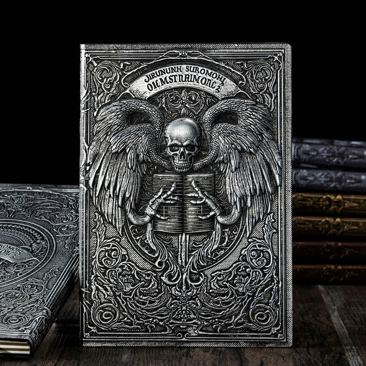 Caderno/Diário A5 de Couro PU com Relevo de Anjo Gótico Vintage - Diário de Fantasia Sombria para Escrita - Presente 10