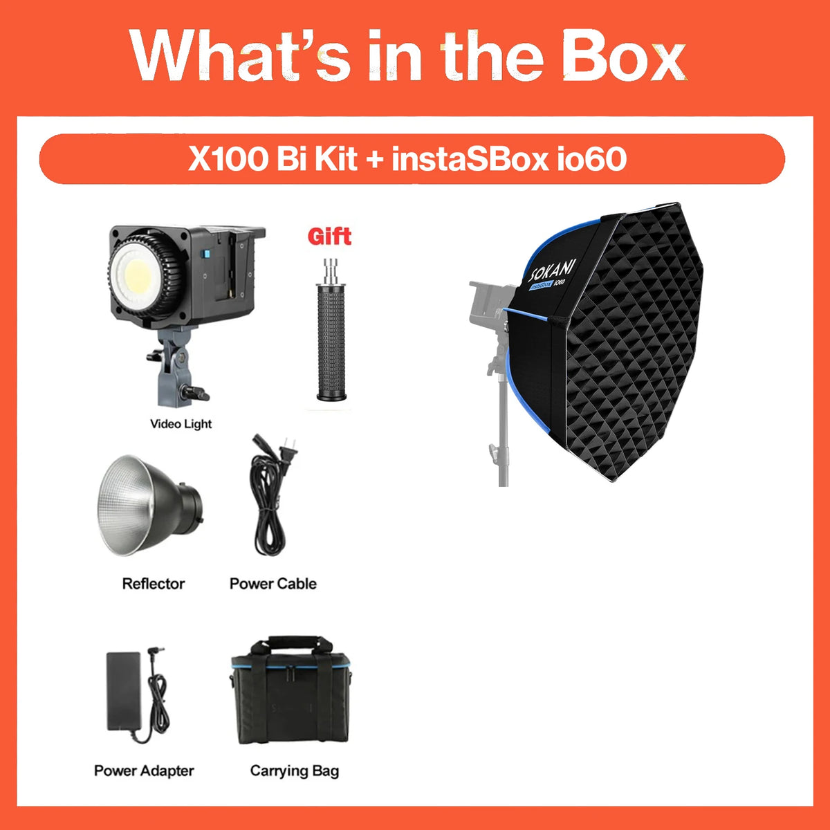 Luz de Vídeo LED Sokani X100 RGB Bicolor 100W 20