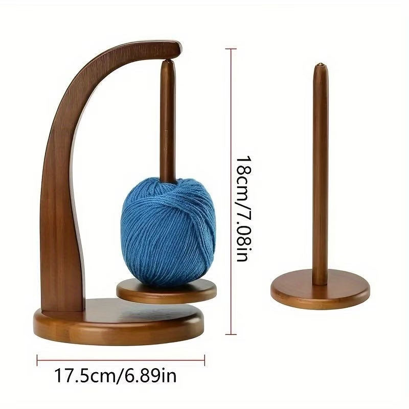 Enrolador de Lã por Levitação Magnética, Enrolador de Fio Manual Portátil, Suporte para Linha de Crochê Manual com Base de Madeira Giratória