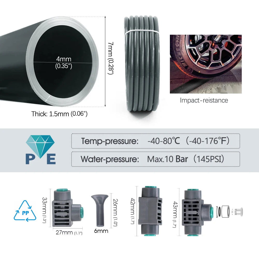 1/4'' Flexível 360 °   Conjunto de irrigação com bico de latão com ajuste rotativo, conexão rápida, atomização automática, sistema de rega de jardim 2