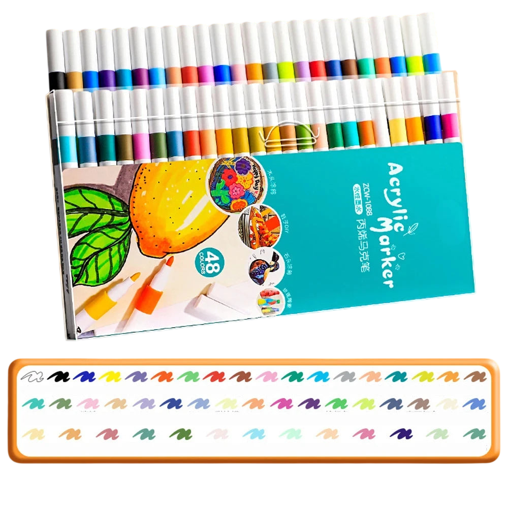 12-60 cores marcadores acrílicos conjunto de canetas pintura arte marcador caneta de ponta macia para crianças pintura de pedra cerâmica vidro madeira tecido pintura 1