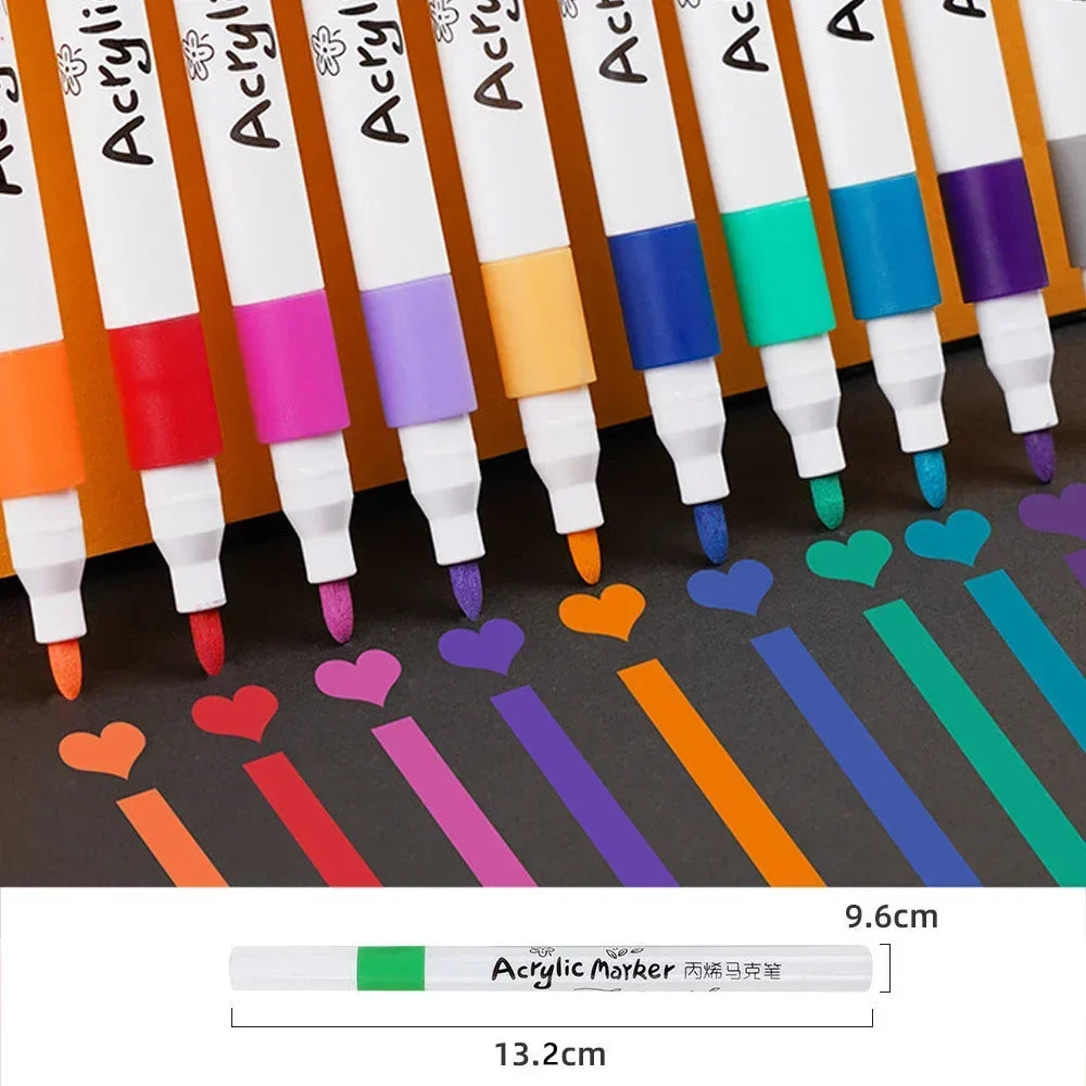 12-60 cores marcadores acrílicos conjunto de canetas pintura arte marcador caneta de ponta macia para crianças pintura de pedra cerâmica vidro madeira tecido pintura 5