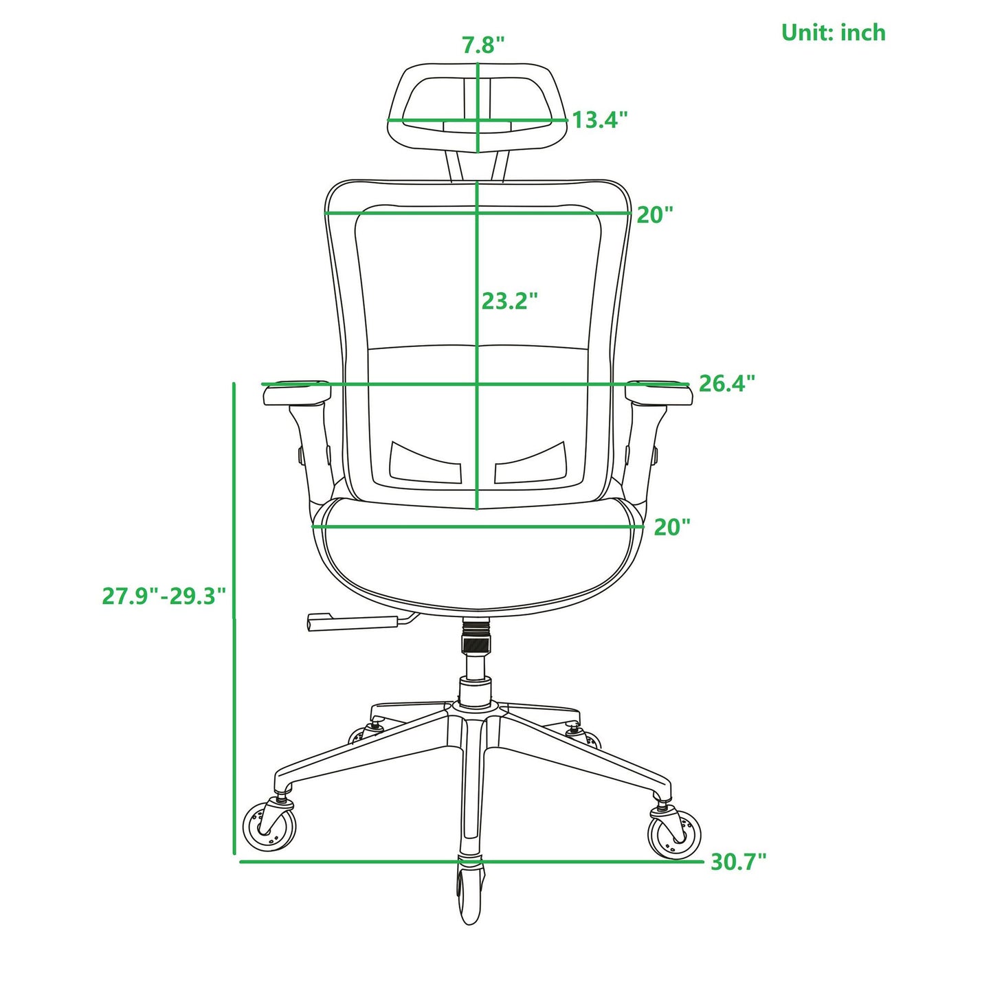 Cadeira de Escritório Ergonômica em Tela Mesh, Encosto Alto com Apoio de Cabeça Ajustável e Braços Rebatíveis – Cinza