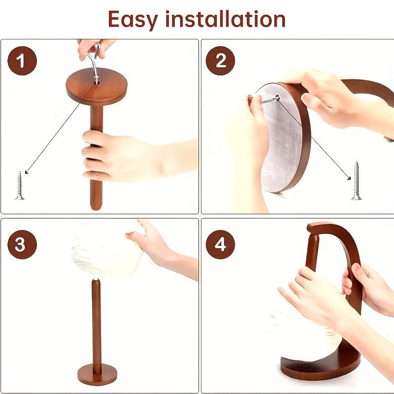 Enrolador de Lã por Levitação Magnética, Enrolador de Fio Manual Portátil, Suporte para Linha de Crochê Manual com Base de Madeira Giratória