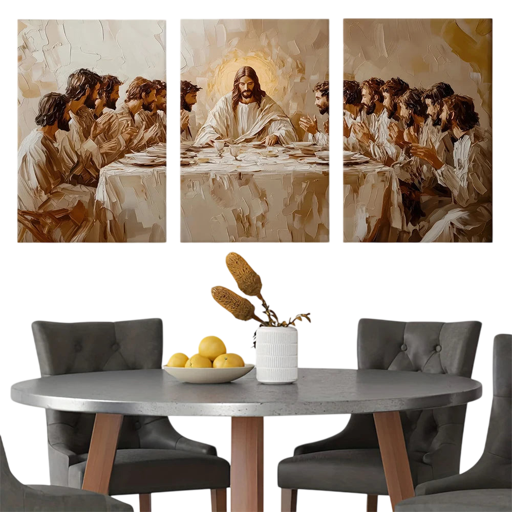 3 Peças da Última Ceia de Jesus, Arte em Tela para Parede, Impressão Religiosa Cristã para Decoração de Sala de Estar 7