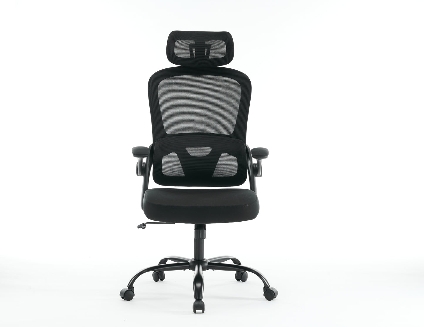 Cadeira de Escritório Ergonômica em Tela Mesh, Encosto Alto com Apoio de Braços 3D, Suporte Lombar e Apoio de Cabeça Ajustável 2D – Preta