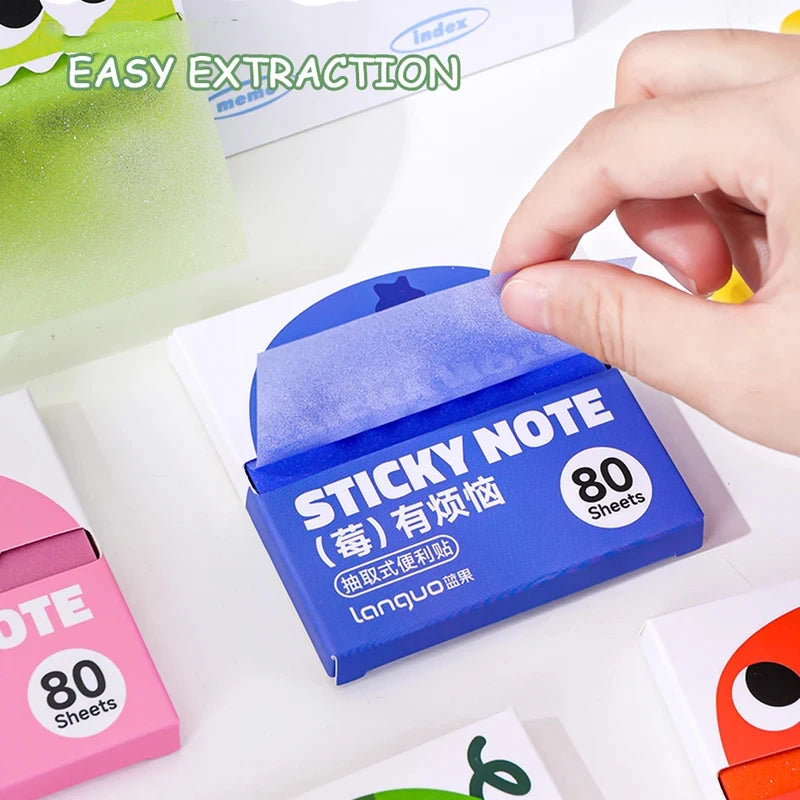 80 Folhas/Caixa Notas Adesivas Transparentes Peroladas Tipo Puxar, Blocos de Notas Autoadesivos para Material de Escritório e Escolar 4