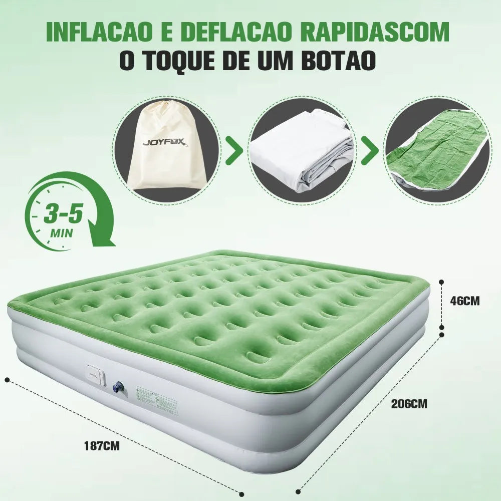 Joyfox Colchão Inflável Camping Colchão Inflável Casal Queen King automático Com Bateria Colchão De Ar Glamping 2/3 Pessoas