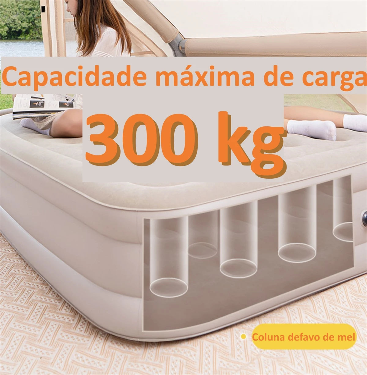 Joyfox Colchão Inflável Queen Com Bateria De Lítio Integrada 203*154cm colchão de ar interior glamping esteiras 1/2/3 pessoas