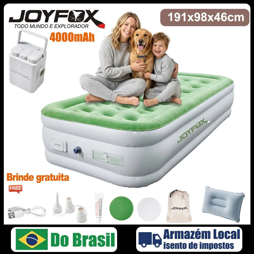 Joyfox Colchão Inflável Camping Colchão Inflável Casal Queen King automático Com Bateria Colchão De Ar Glamping 2/3 Pessoas