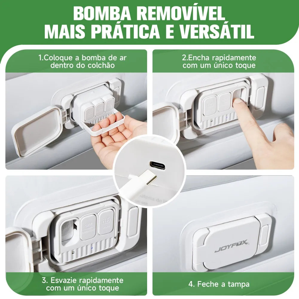 Joyfox Colchão Inflável Camping Colchão Inflável Casal Queen King automático Com Bateria Colchão De Ar Glamping 2/3 Pessoas