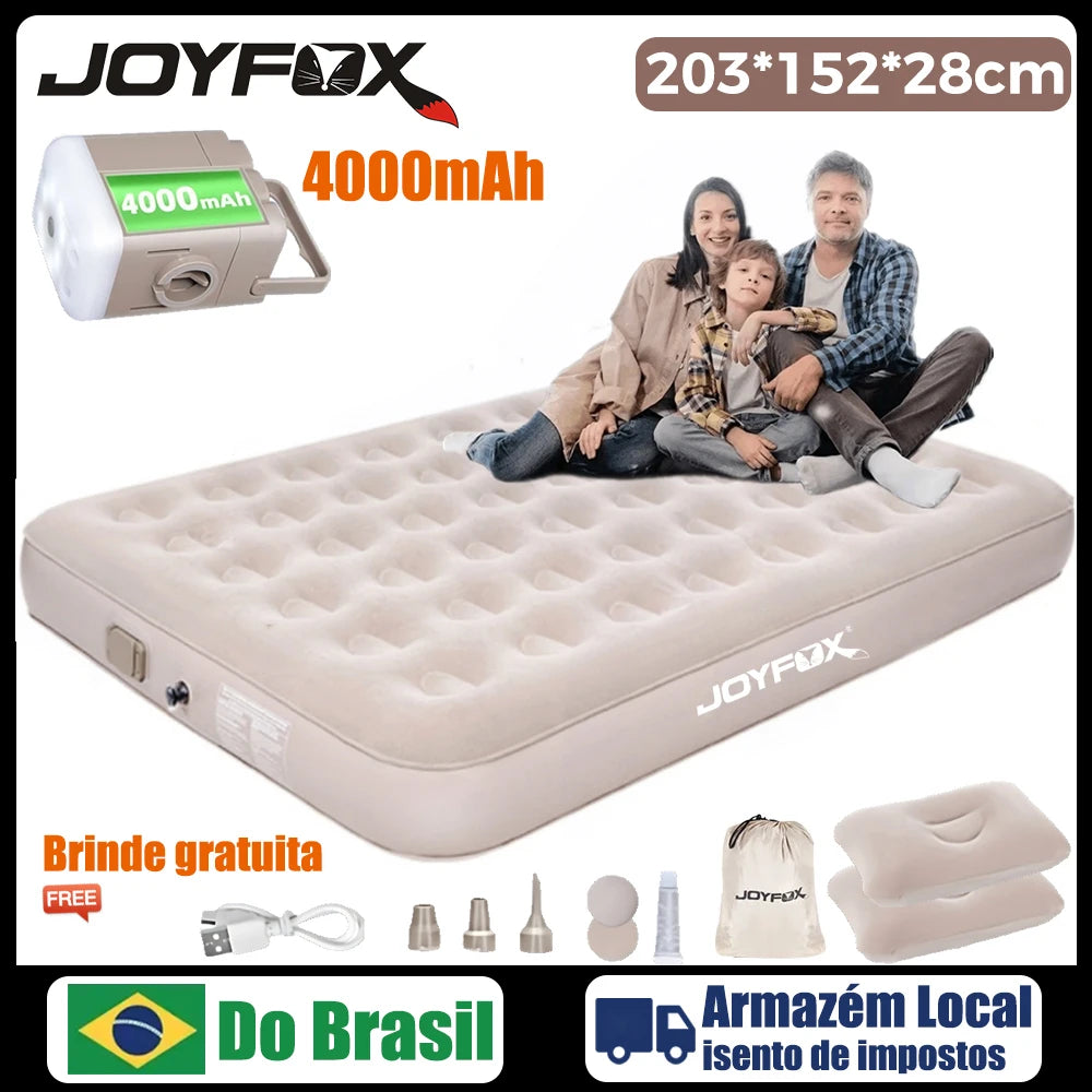 Joyfox Colchão Inflável Camping Colchão Inflável Casal Queen King automático Com Bateria Colchão De Ar Glamping 2/3 Pessoas