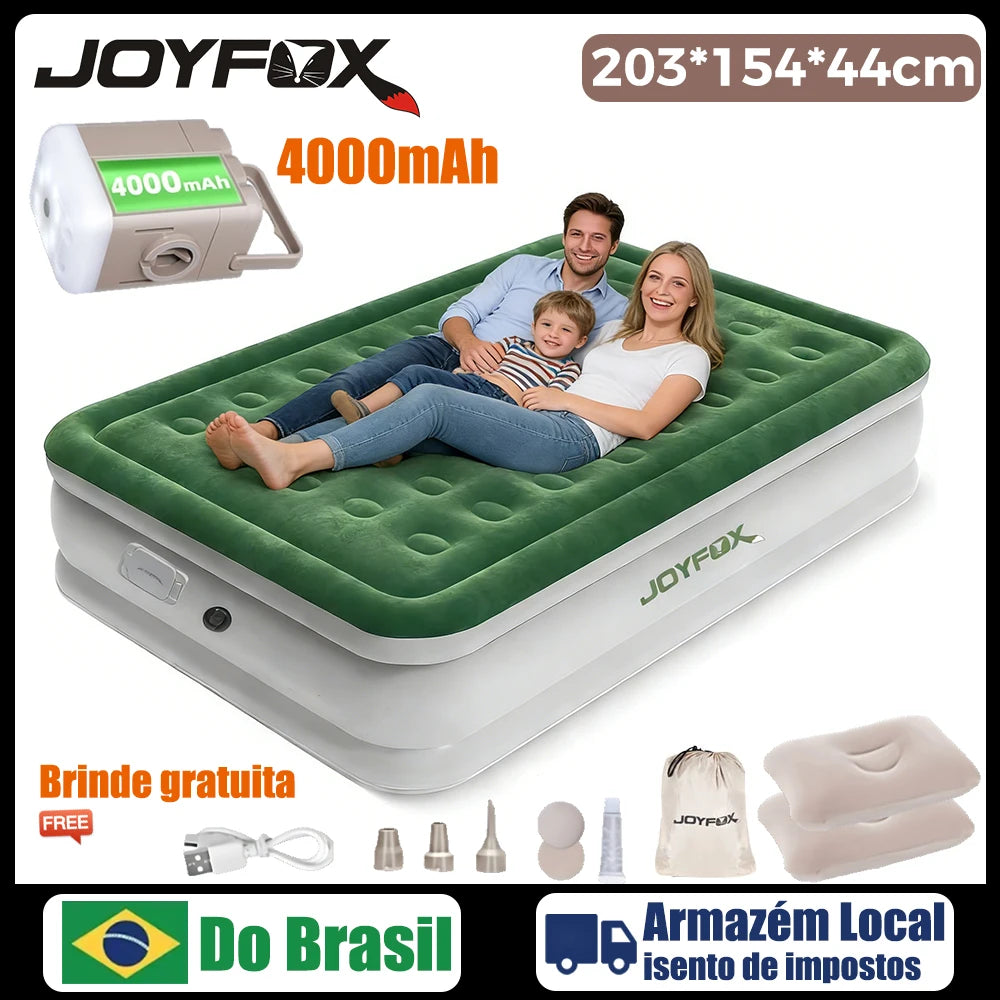 Joyfox Colchão Inflável Camping Colchão Inflável Casal Queen King automático Com Bateria Colchão De Ar Glamping 2/3 Pessoas