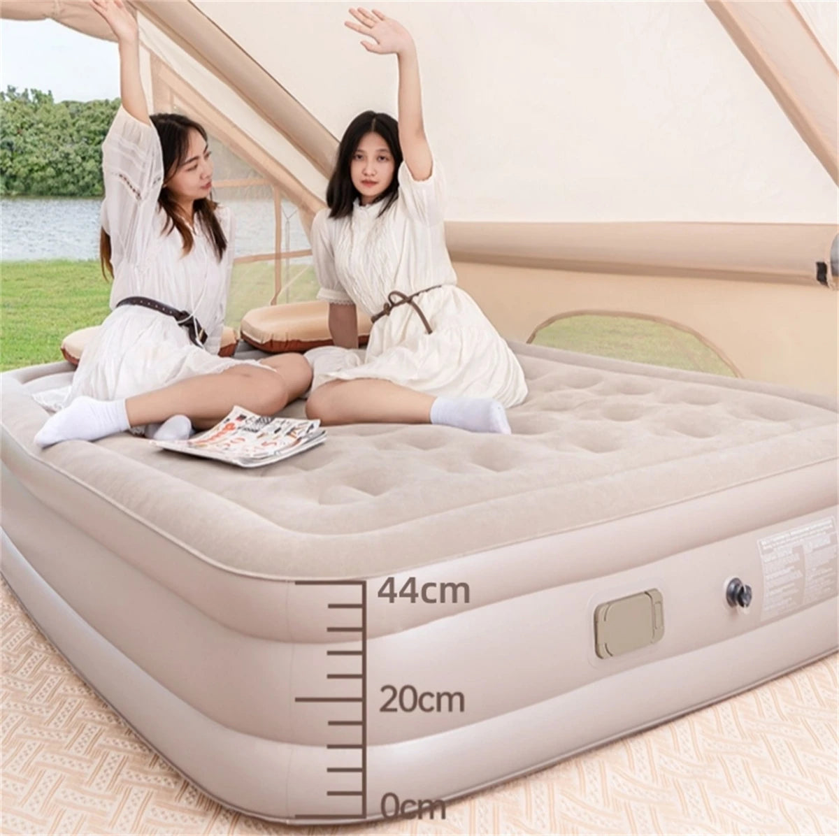 Joyfox Colchão Inflável Queen Com Bateria De Lítio Integrada 203*154cm colchão de ar interior glamping esteiras 1/2/3 pessoas