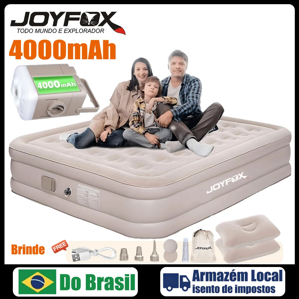 Joyfox Colchão Inflável Queen Com Bateria De Lítio Integrada 203*154cm colchão de ar interior glamping esteiras 1/2/3 pessoas