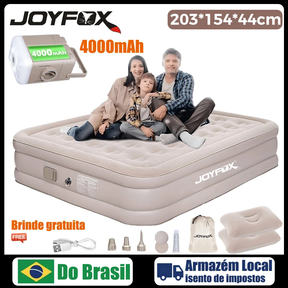 Joyfox Colchão Inflável Camping Colchão Inflável Casal Queen King automático Com Bateria Colchão De Ar Glamping 2/3 Pessoas