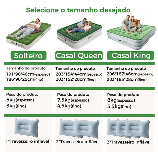 Joyfox Colchão Inflável Camping Colchão Inflável Casal Queen King automático Com Bateria Colchão De Ar Glamping 2/3 Pessoas