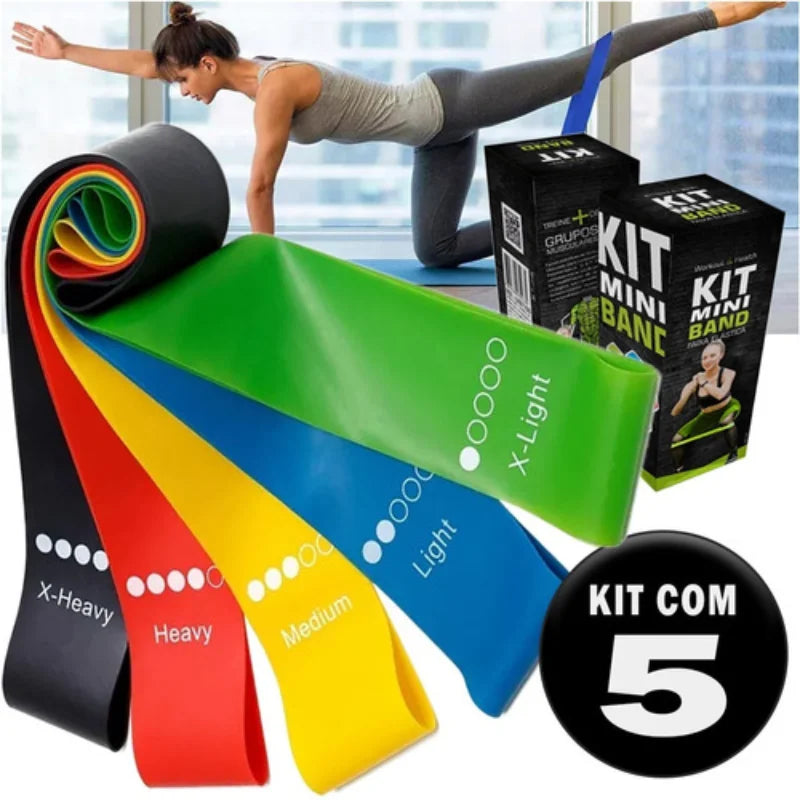 Kit Fitness Premium — 5 Mini Faixas para Treino em Casa