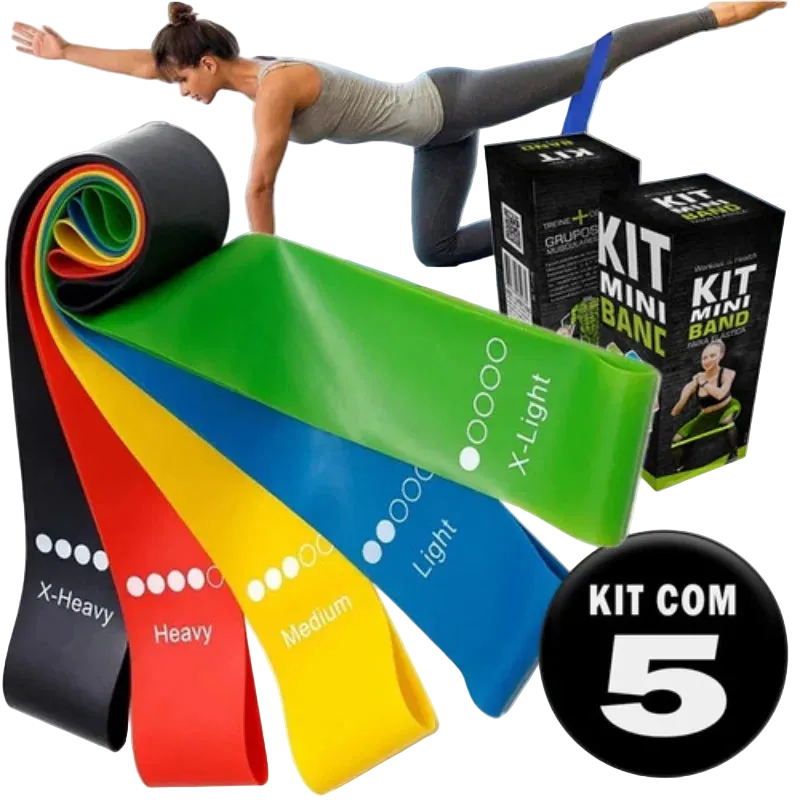 Kit Fitness Premium — 5 Mini Faixas para Treino em Casa