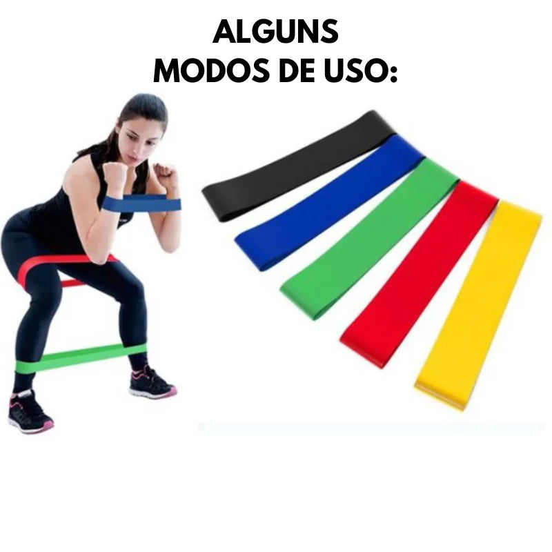 Kit Fitness Premium — 5 Mini Faixas para Treino em Casa