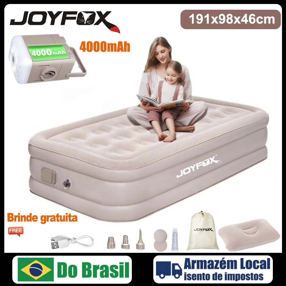 Joyfox Colchão Inflável Queen Com Bateria De Lítio Integrada 203*154cm colchão de ar interior glamping esteiras 1/2/3 pessoas