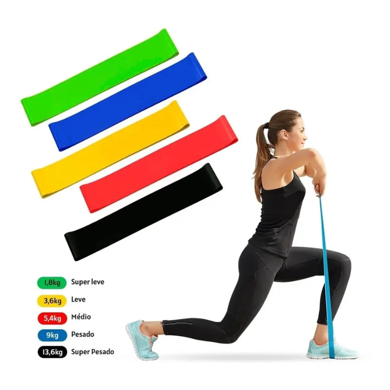 Kit Fitness Premium — 5 Mini Faixas para Treino em Casa