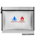 Fireproof & Waterproof Bag, File Storage Bag with Zipper for Certificates, Money, Cards(black,silver)
