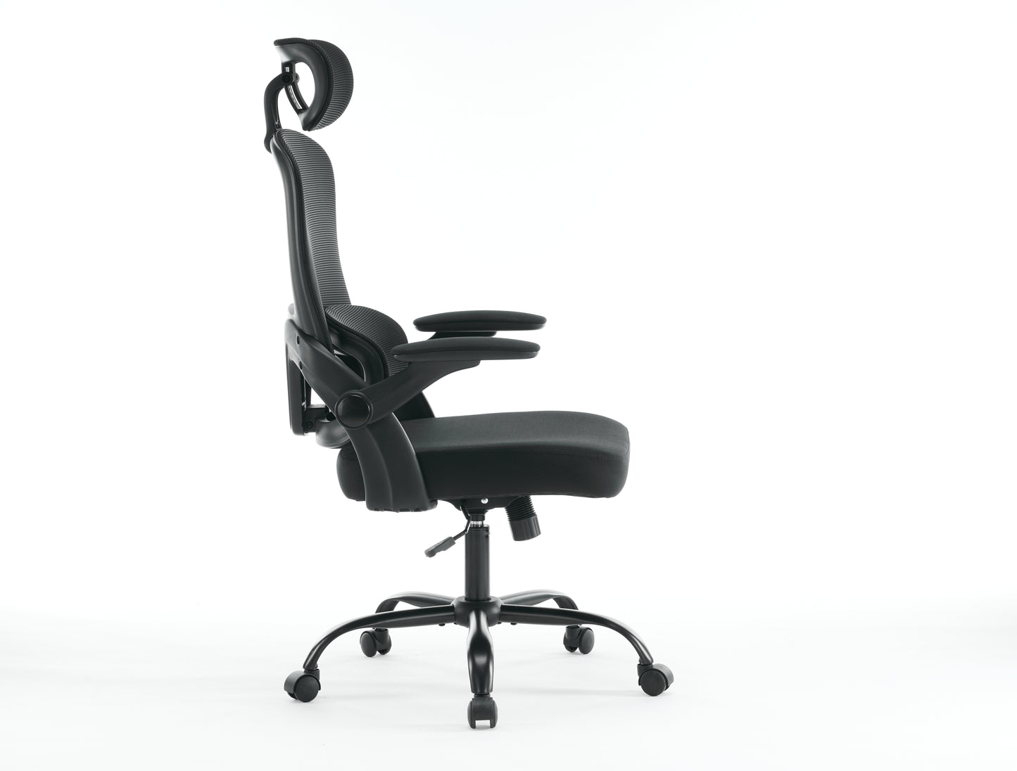 Cadeira de Escritório Ergonômica em Tela Mesh, Encosto Alto com Apoio de Braços 3D, Suporte Lombar e Apoio de Cabeça Ajustável 2D – Preta
