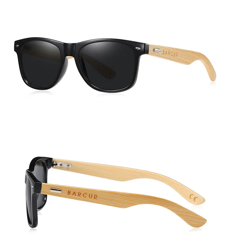 Óculos de sol de bambu polarizado BARCUR Homens Óculos de sol de madeira Mulheres Marca Original Madeira UV400 Oculos De Sol