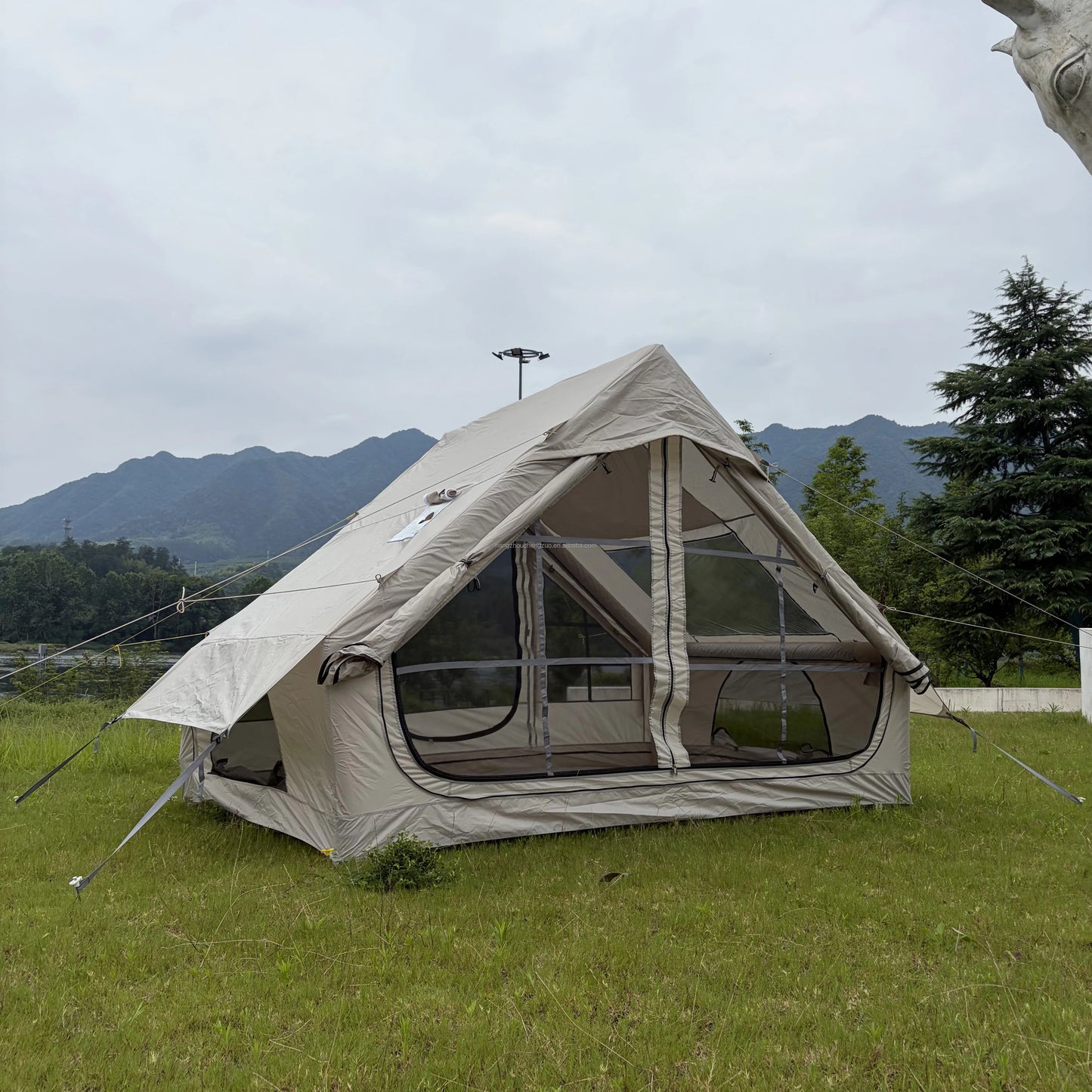 Barraca Inflável para Camping, Barraca Inflável Glamping com Bomba Manual para Todas as Estações, Ideal para Família, Amigos, Acampamento, Encontros ao Ar Livre