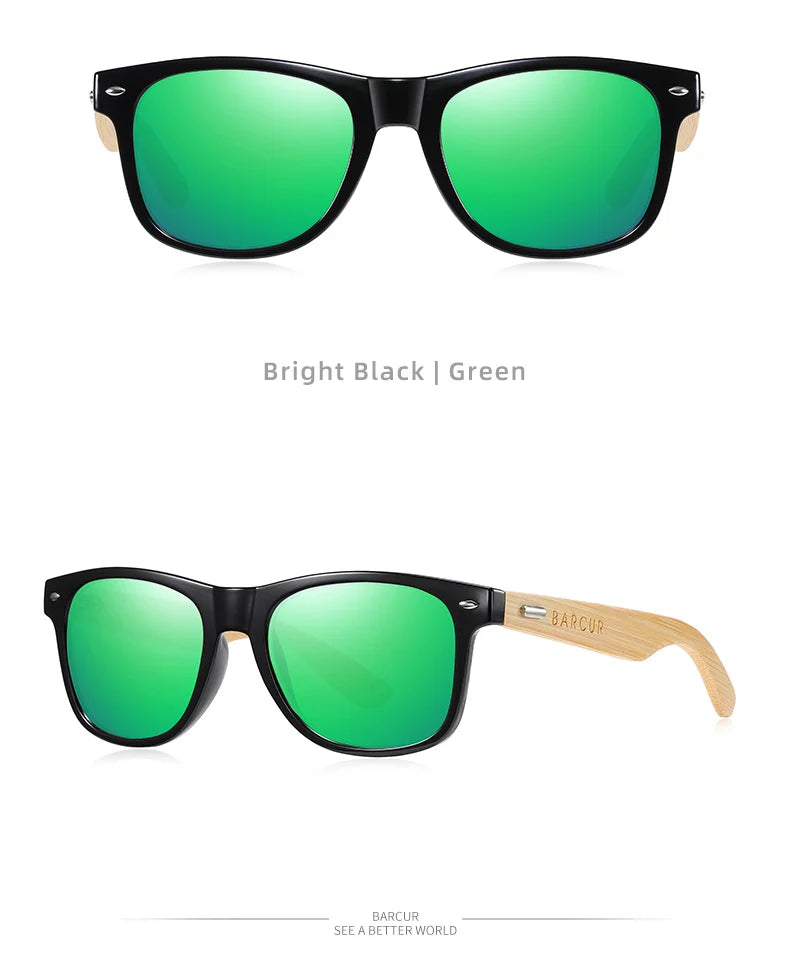 Óculos de Sol Barcur Bambu Polarizado Elegante — Proteção UV400 para Homens e Mulheres