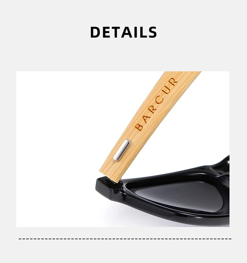 Óculos de Sol Barcur Bambu Polarizado Elegante — Proteção UV400 para Homens e Mulheres