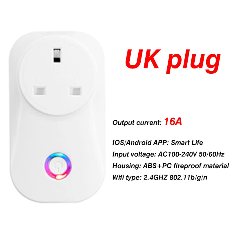 Tomada Inteligente Wi-Fi com Medidor de Energia — 10A/16A, App Tuya/Smart Life, Compativel Alexa e Google