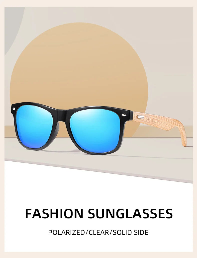 Óculos de sol de bambu polarizado BARCUR Homens Óculos de sol de madeira Mulheres Marca Original Madeira UV400 Oculos De Sol