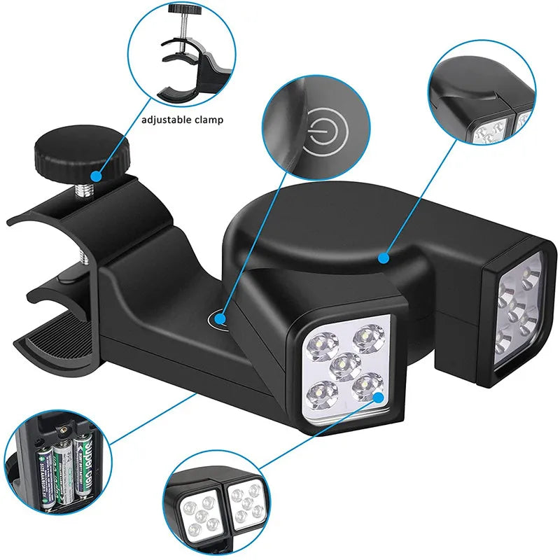Luz LED Portátil para Churrasqueira — 10 LEDs, Ajustável 180°, Resistente ao Calor para Churrasco e Camping