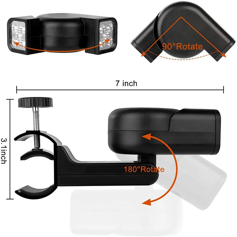 Luz LED Portátil para Churrasqueira — 10 LEDs, Ajustável 180°, Resistente ao Calor para Churrasco e Camping