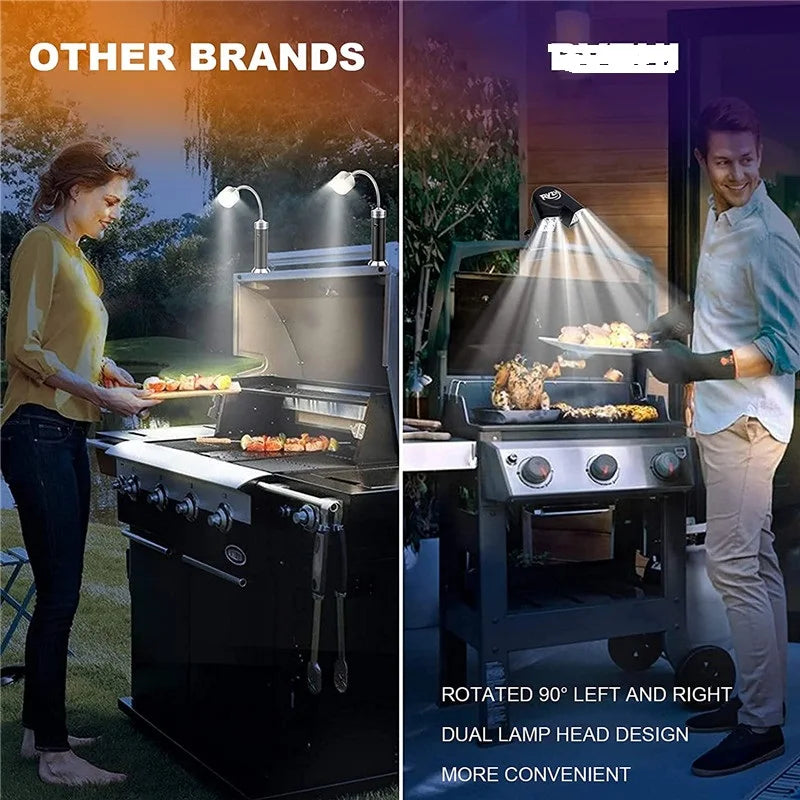 Luz LED Portátil para Churrasqueira — 10 LEDs, Ajustável 180°, Resistente ao Calor para Churrasco e Camping