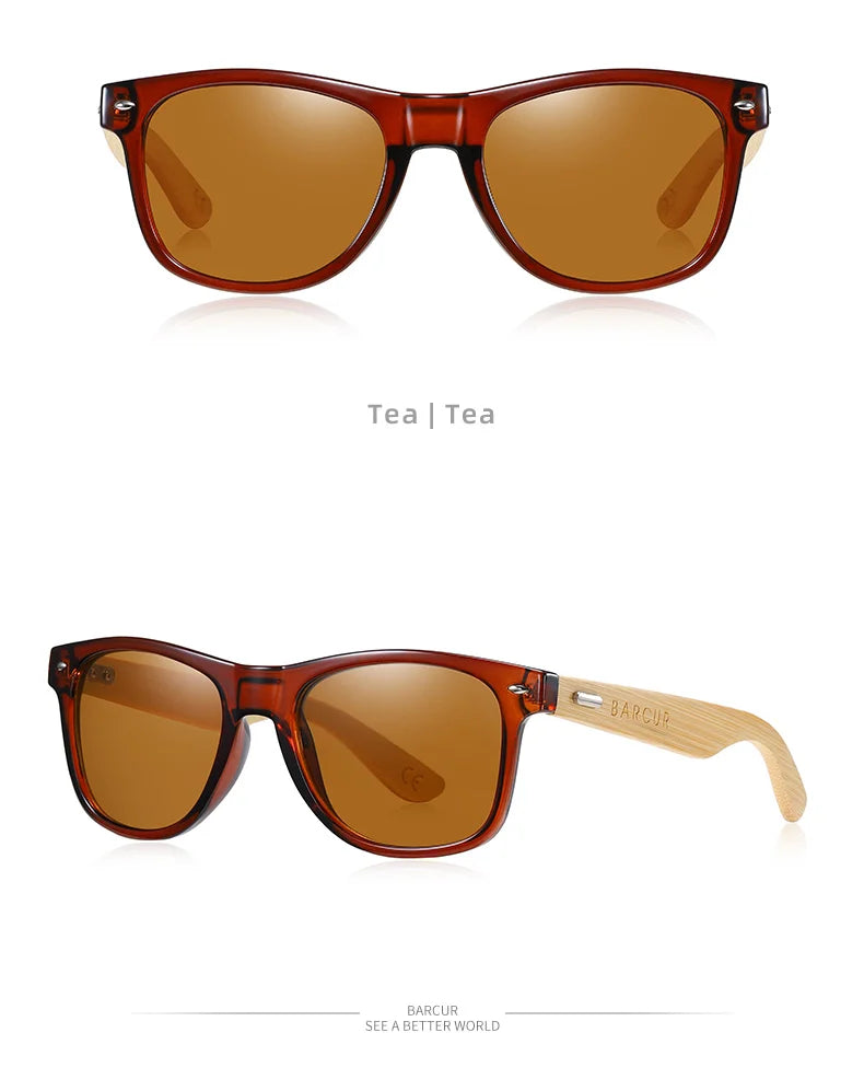 Óculos de Sol Barcur Bambu Polarizado Elegante — Proteção UV400 para Homens e Mulheres