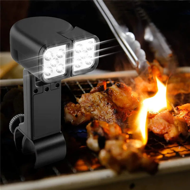Luz LED Portátil para Churrasqueira — 10 LEDs, Ajustável 180°, Resistente ao Calor para Churrasco e Camping