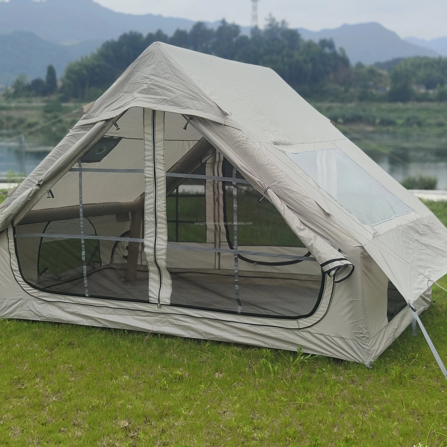 Barraca Inflável para Camping, Barraca Inflável Glamping com Bomba Manual para Todas as Estações, Ideal para Família, Amigos, Acampamento, Encontros ao Ar Livre