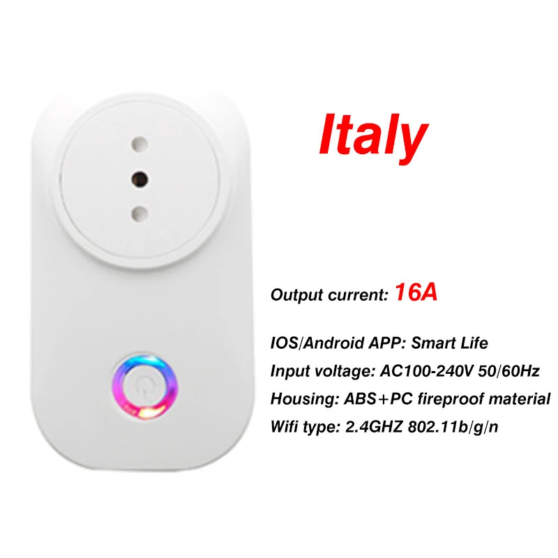 Tomada Inteligente Wi-Fi com Medidor de Energia — 10A/16A, App Tuya/Smart Life, Compativel Alexa e Google