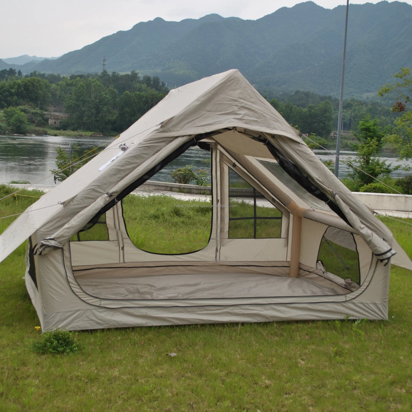 Barraca Inflável para Camping, Barraca Inflável Glamping com Bomba Manual para Todas as Estações, Ideal para Família, Amigos, Acampamento, Encontros ao Ar Livre