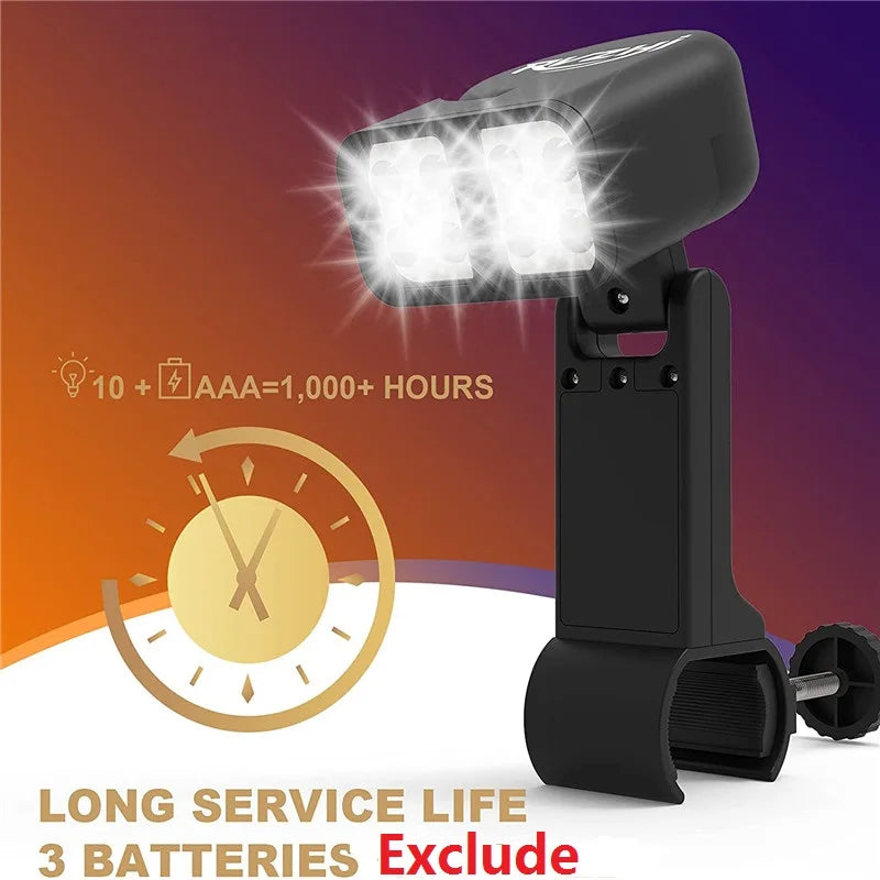 Luz LED Portátil para Churrasqueira — 10 LEDs, Ajustável 180°, Resistente ao Calor para Churrasco e Camping