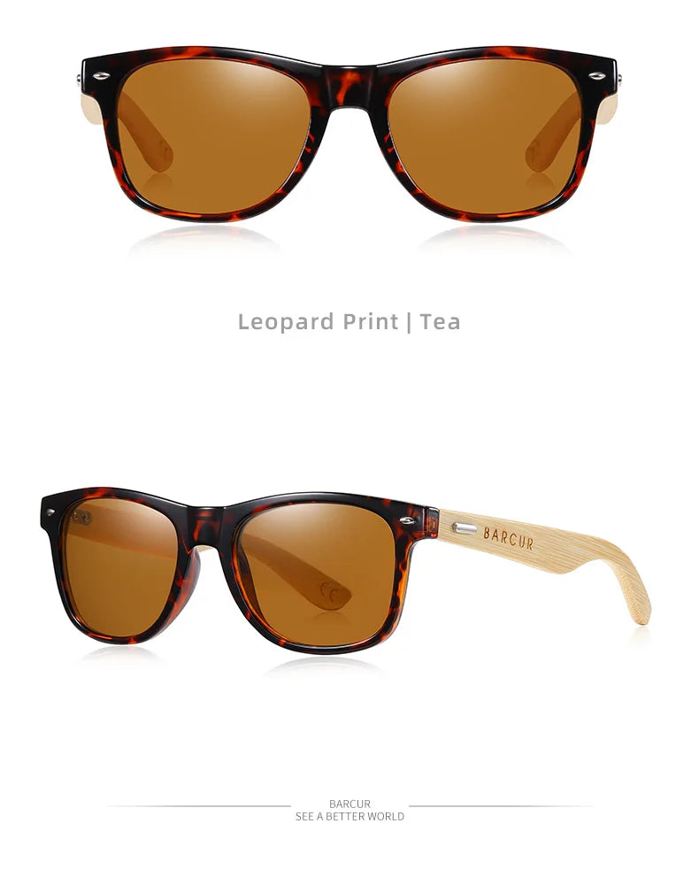 Óculos de sol de bambu polarizado BARCUR Homens Óculos de sol de madeira Mulheres Marca Original Madeira UV400 Oculos De Sol