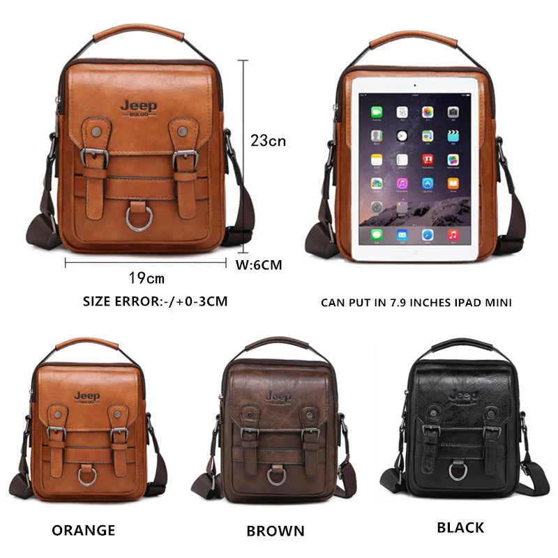 Bolsa Masculina Jeep Buluo Crossbody Elegante — Couro, Grande Capacidade e Estilo Executivo