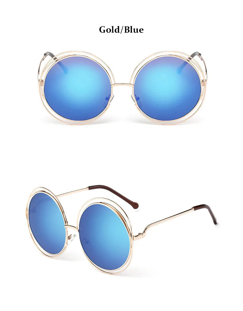Óculos de Sol Redondo Feminino Retro — Luxuoso, Oversized e com Proteção UV400